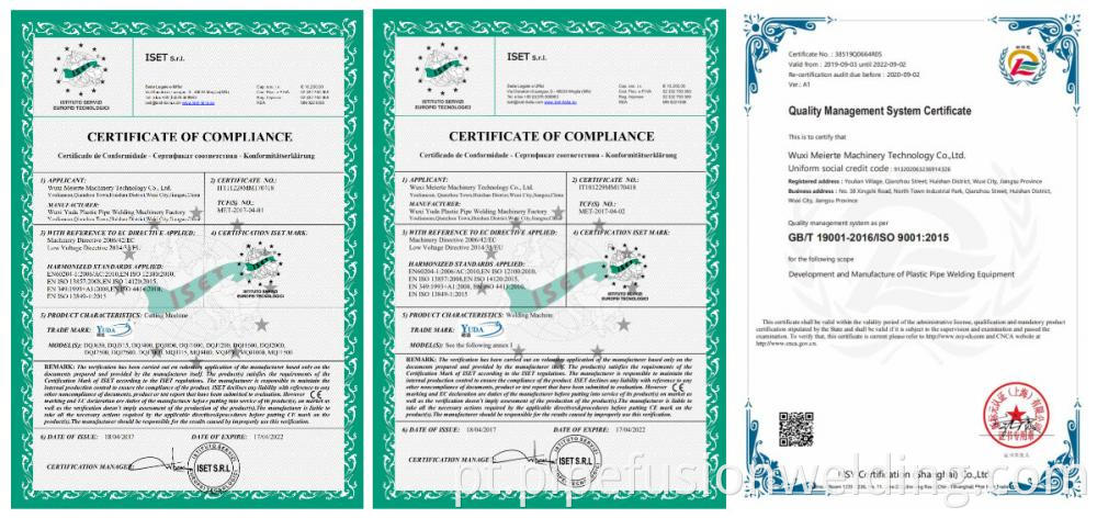 PE Fusion Machine Certificate